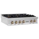 ZLINE 36 In. Autograph Edition Rangetop in Stainless Steel with Champagne Bronze Accents (RTZ-36-CB)