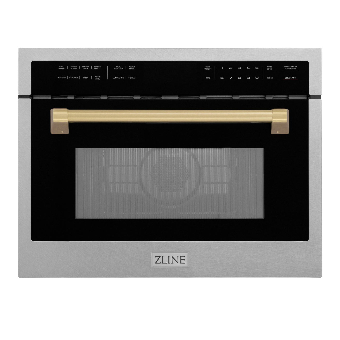 ZLINE Autograph Edition 24" 1.6 cu ft. Built-in Convection Microwave Oven in Fingerprint Resistant Stainless Steel with Champagne Bronze Accents (MWOZ-24-SS-CB)