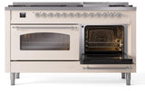 Nostalgie II 60 Inch Dual Fuel Natural Gas Freestanding Range in Antique White with Chrome Trim