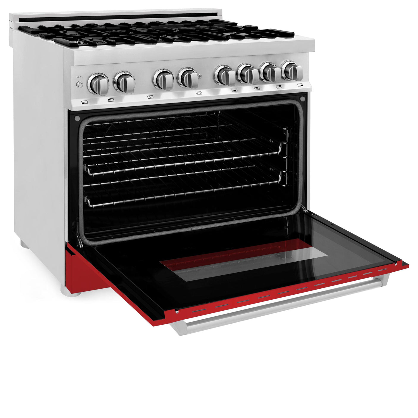 ZLINE 36 in. Dual Fuel Range with Gas Stove and Electric Oven in Stainless Steel (RA36) [Color: Red Matte]