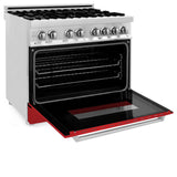 ZLINE 36 in. Dual Fuel Range with Gas Stove and Electric Oven in Stainless Steel (RA36) [Color: Red Matte]