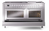 Professional Plus II 60 Inch Dual Fuel Natural Gas Freestanding Range in Stainless Steel with Trim