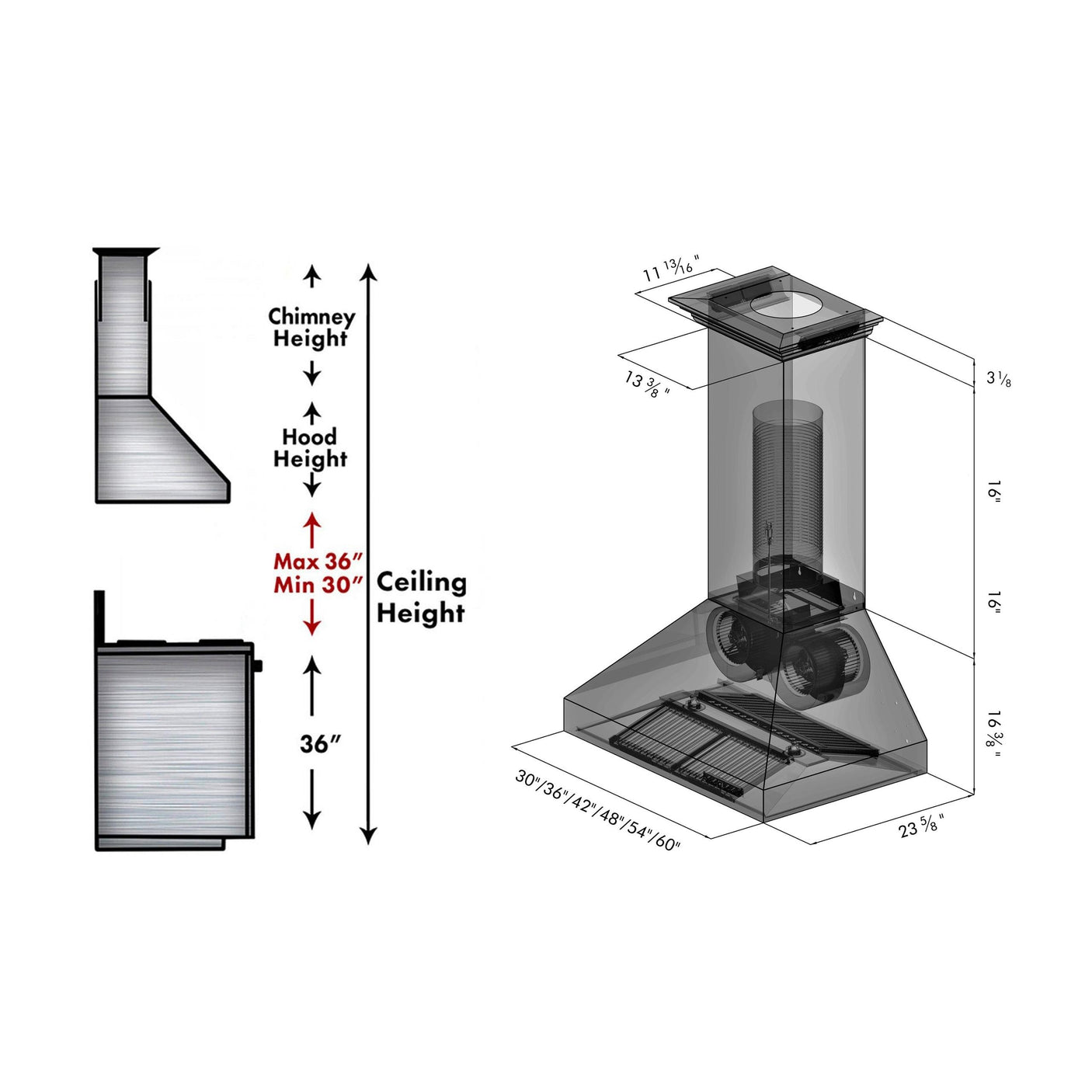 ZLINE Professional Convertible Vent Wall Mount Range Hood in Stainless Steel with Crown Molding (667CRN)