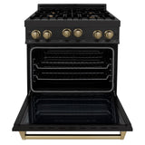 ZLINE Autograph Edition 30" 4.0 cu. ft. Range with Gas Stove and Gas Oven in Black Stainless steel with Accents (RGBZ-30) [Color: Champagne Bronze]