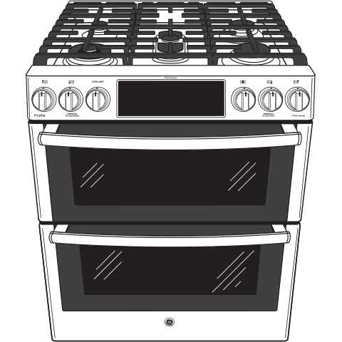 GE Profile™ 30" Smart Slide-In Front-Control Gas Double Oven Convection Fingerprint Resistant Range