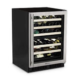 24" High Efficiency Dual Zone Wine Cellar - Panel Overlay Frame Glass Door - Integrated Right Hinge