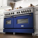 ZLINE 60 in. 7.4 cu. ft. Dual Fuel Range with Gas Stove and Electric Oven in DuraSnow Stainless Steel and Colored Door Options (RAS-60) [Color: DuraSnow Stainless Steel with Blue Matte Door]