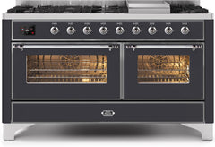 Majestic II 60 Inch Dual Fuel Liquid Propane Freestanding Range in Matte Graphite with Chrome Trim