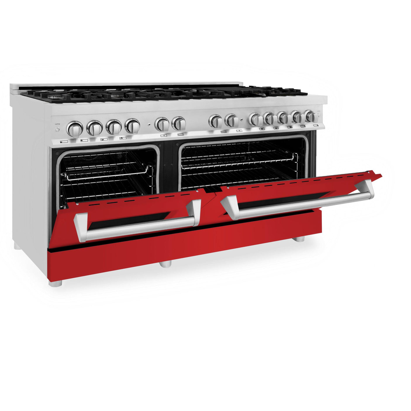 ZLINE 60 in. 7.4 cu. ft. Dual Fuel Range with Gas Stove and Electric Oven in Stainless Steel with Color Options (RA60) [Color: Red Matte]