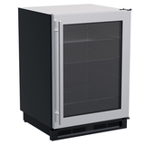 24-In Built-In High-Capacity Beverage Center with Door Style - Stainless Steel Frame Glass