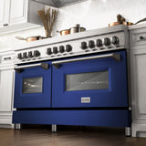 ZLINE 60 in. 7.4 cu. ft. Dual Fuel Range with Gas Stove and Electric Oven in Stainless Steel with Color Options (RA60) [Color: Blue Matte]