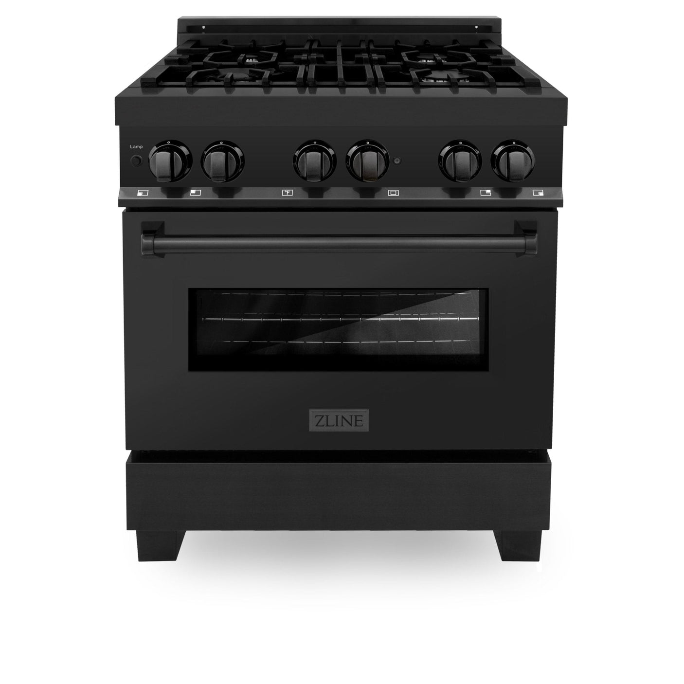 ZLINE 30 in. 4.0 cu. ft. Dual Fuel Range with Gas Stove and Electric Oven in Black Stainless Steel (RAB-30)