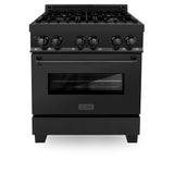 ZLINE 30 in. 4.0 cu. ft. Dual Fuel Range with Gas Stove and Electric Oven in Black Stainless Steel (RAB-30)