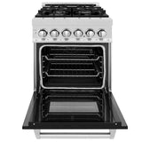 ZLINE 24 in. Professional Dual Fuel Range in DuraSnow Stainless Steel with Color Door Options (RAS-SN-24) [Color: Black Matte]