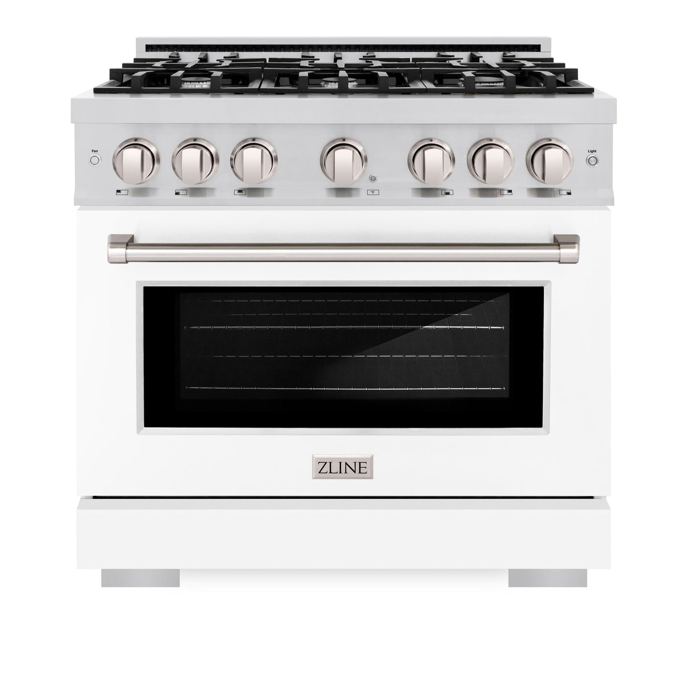 ZLINE 36 in. 5.2 cu. ft. Select Gas Range with 6 Burner Cooktop and Convection Gas Oven in Stainless Steel with White Matte Door (HGR-WM-36)