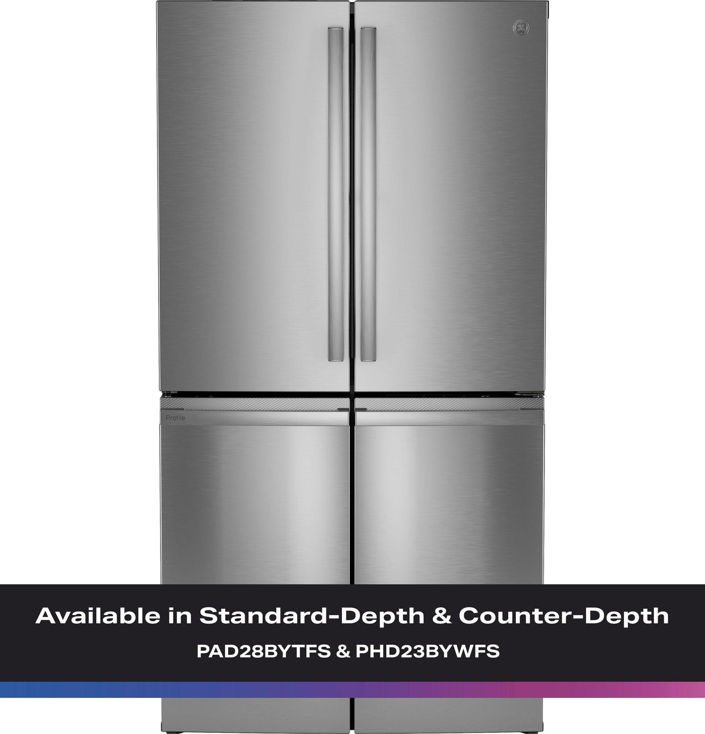 GE Profile™ ENERGY STAR® 22.9 Cu. Ft. Counter-Depth Quad-Door Refrigerator with Dual-Dispense AutoFill Pitcher and Door in Door