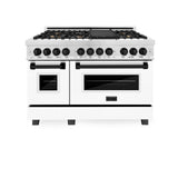 ZLINE Autograph Edition 48" 6.0 cu. ft. Dual Fuel Range with Gas Stove and Electric Oven in DuraSnow Stainless Steel with White Matte Door with Accents (RASZ-WM-48) [Color: Matte Black]