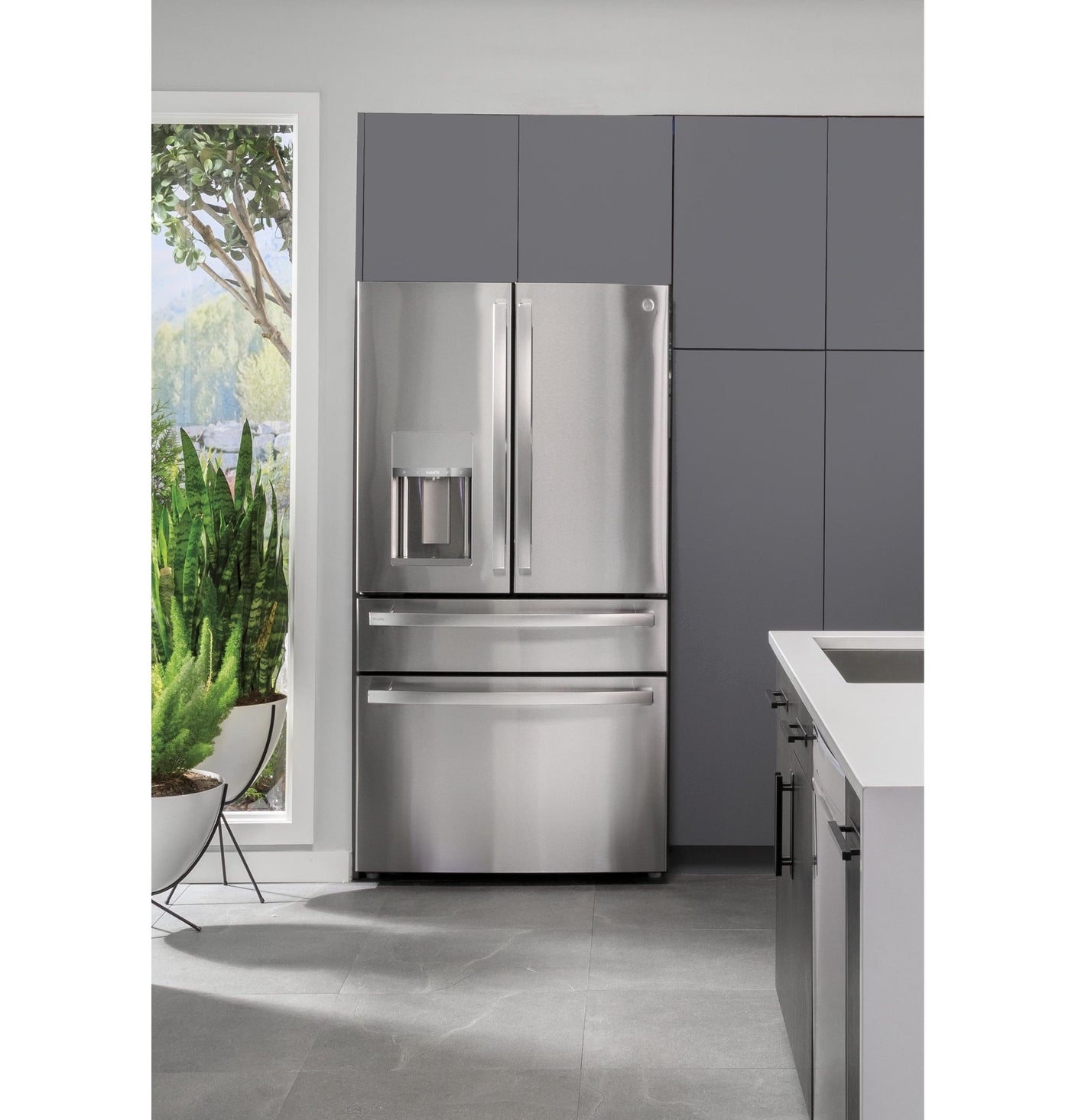 GE Profile™ 22.4 Cu. Ft. Smart Counter-Depth Fingerprint Resistant 4-Door French-Door Refrigerator with Door In Door