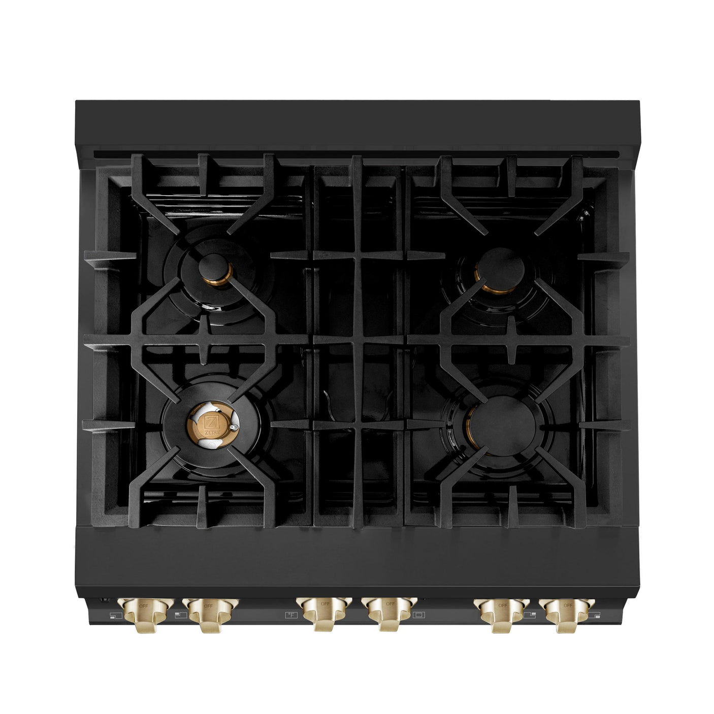 ZLINE Autograph Edition 30" 4.0 cu. ft. Range with Gas Stove and Gas Oven in Black Stainless steel with Accents (RGBZ-30) [Color: Champagne Bronze]