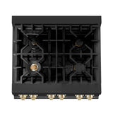 ZLINE Autograph Edition 30" 4.0 cu. ft. Range with Gas Stove and Gas Oven in Black Stainless steel with Accents (RGBZ-30) [Color: Champagne Bronze]