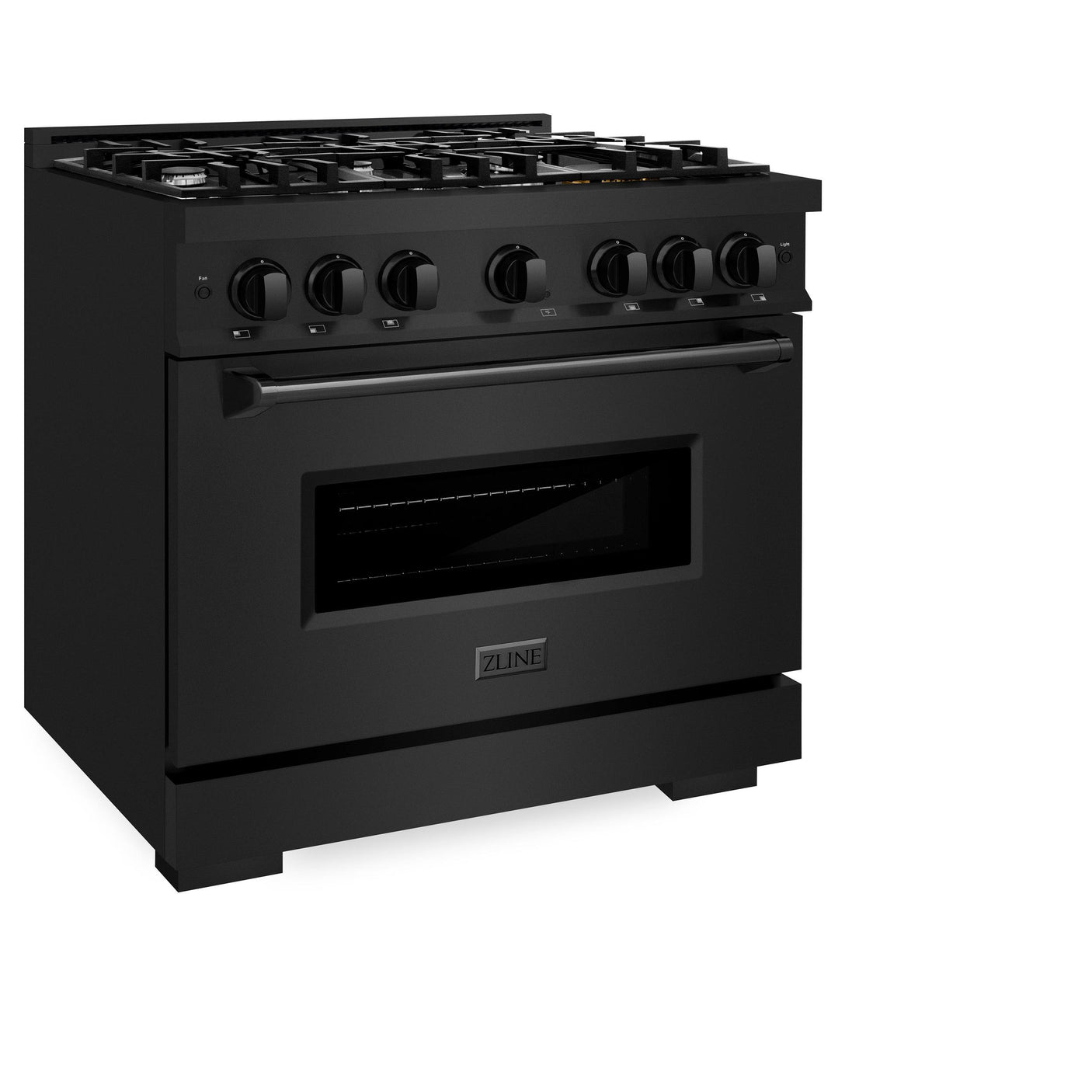 ZLINE 36 in. 5.2 cu. ft. Classic Dual Fuel Range with 6 Burner Gas Cooktop and Electric Convection Oven in Black Stainless Steel (CDRB-36)