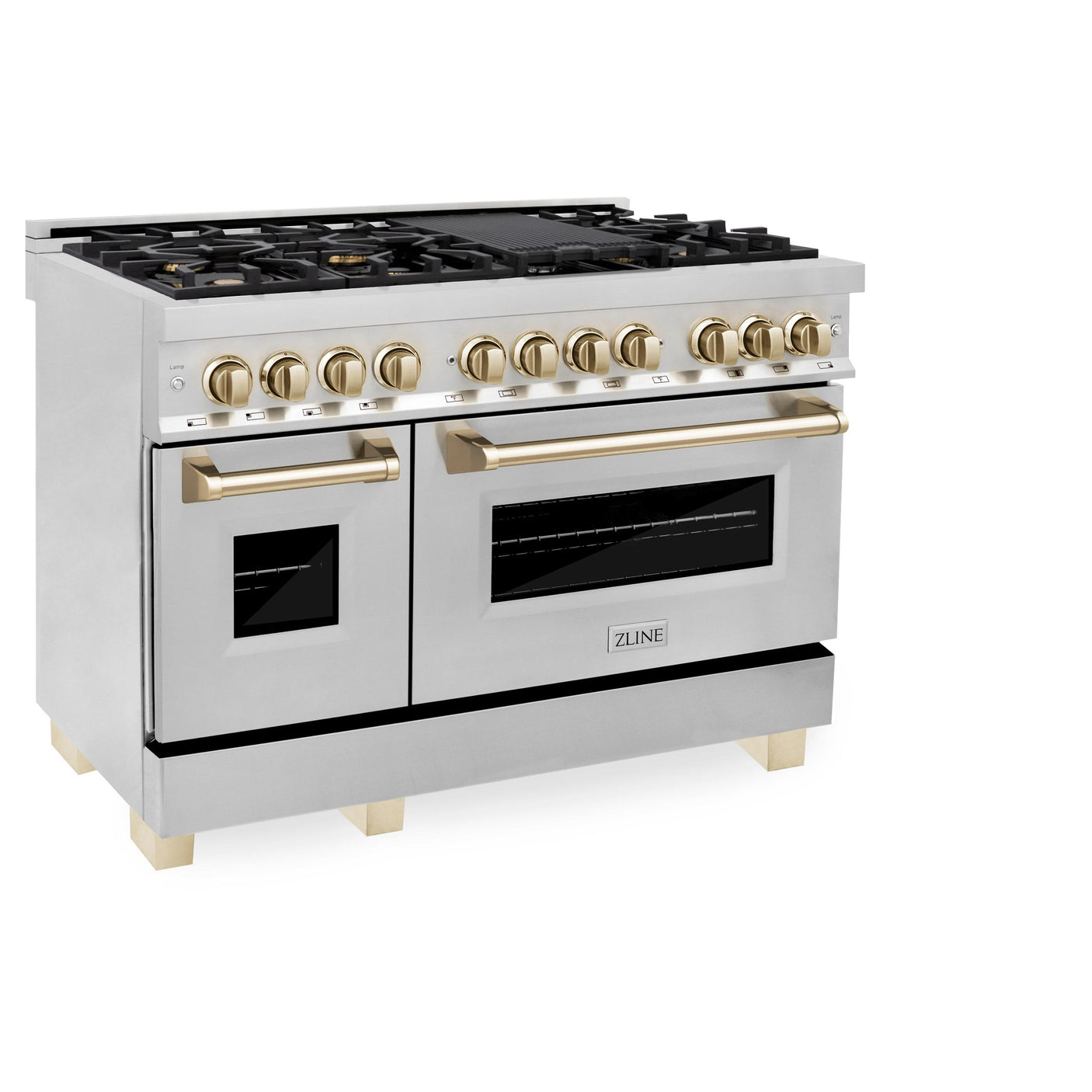 ZLINE Autograph Edition 48" 6.0 cu. ft. Dual Fuel Range with Gas Stove and Electric Oven in Stainless Steel with Accents (RAZ-48) [Color: Gold]