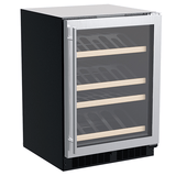 24-In Built-In High-Efficiency Single Zone Gallery Display Wine Refrigerator with Door Style - Stainless Steel Frame Glass