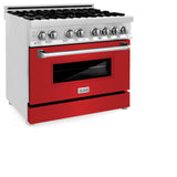 ZLINE 36 in. Dual Fuel Range with Gas Stove and Electric Oven in Stainless Steel (RA36) [Color: Red Matte]