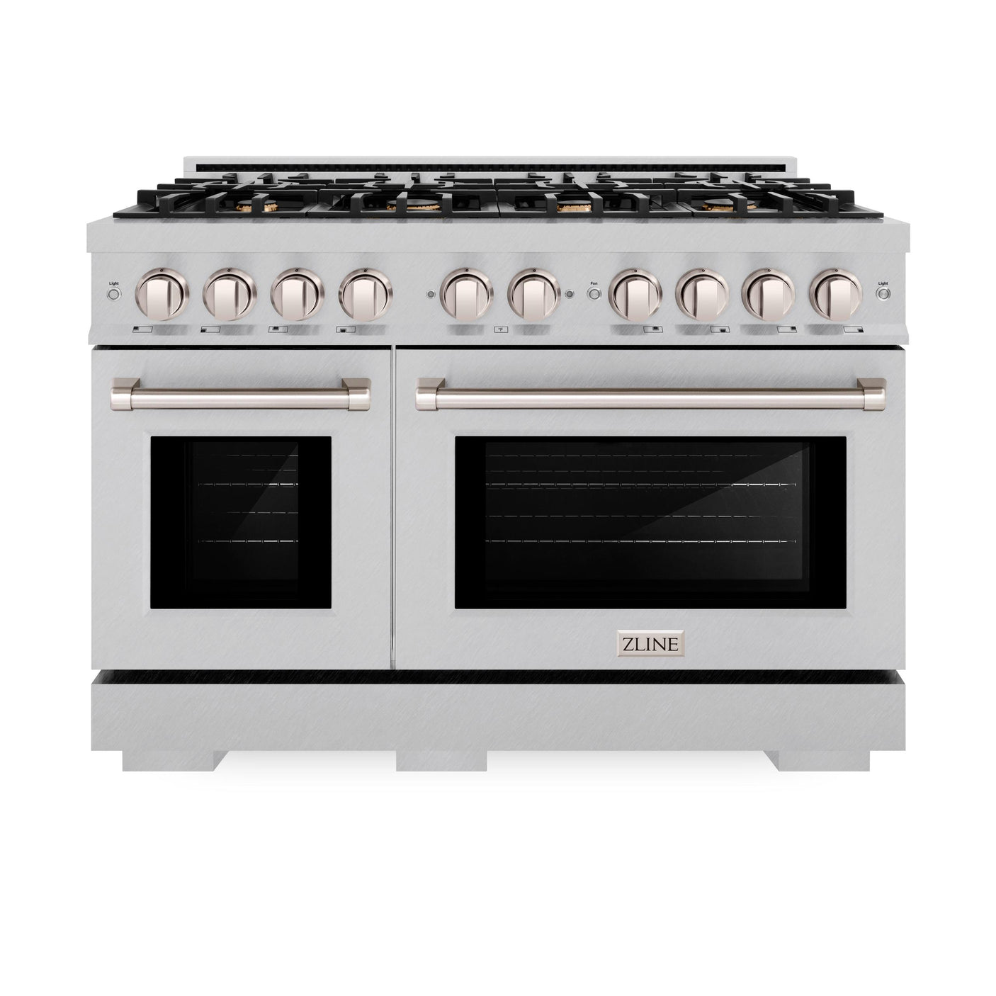 ZLINE 48 in. 6.7 cu. ft. Select Double Oven Gas Range in DuraSnow' Stainless Steel with 8 Brass Burners (HGRS-BR-48)