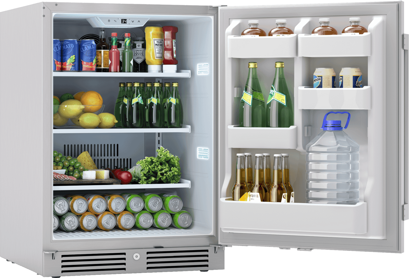 Presrv Refrigerator, 24in Compact, Outdoor SS, Reversible, Lock, 1 Zone