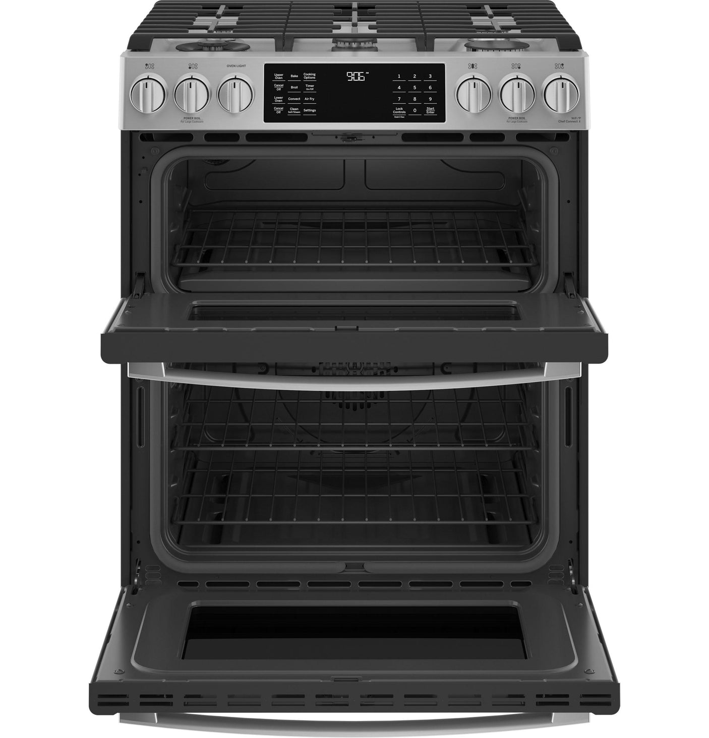 GE Profile™ 30" Smart Slide-In Front-Control Gas Double Oven Convection Fingerprint Resistant Range