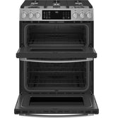 GE Profile™ 30" Smart Slide-In Front-Control Gas Double Oven Convection Fingerprint Resistant Range