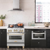 ZLINE Autograph Edition 30" 4.0 cu. ft. Range with Gas Stove and Gas Oven in Stainless Steel with Accents (RGZ-30) [Color: Champagne Bronze]