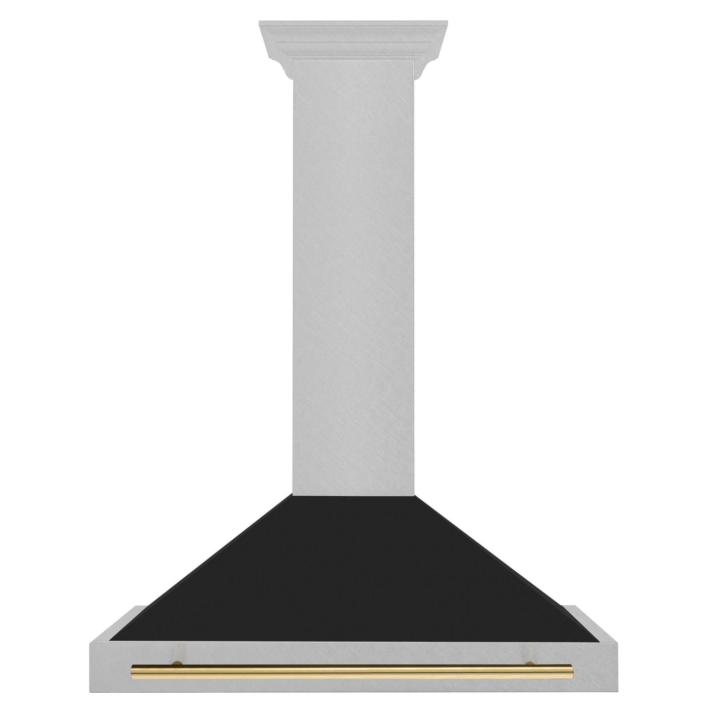 ZLINE 36 in. Autograph Edition Convertible Fingerprint Resistant DuraSnow' Stainless Steel Range Hood with Black Matte Shell and Polished Gold Handle (KB4SNZ-BLM36-G)