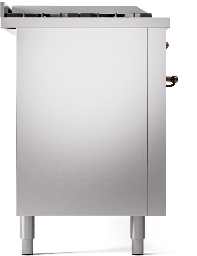 Nostalgie II 60 Inch Dual Fuel Natural Gas Freestanding Range in Stainless Steel with Bronze Trim