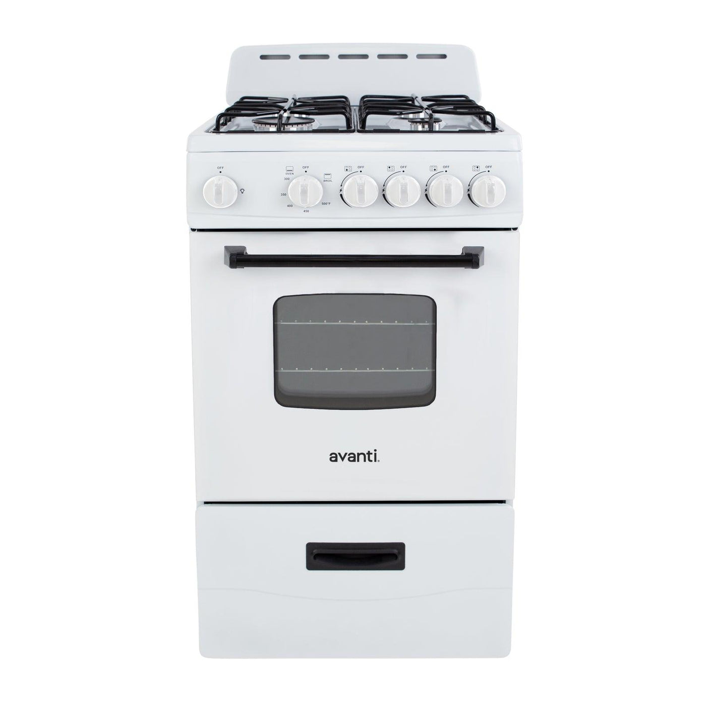 Avanti 20" Compact Gas Range Oven - White / 2.1 cu. ft.