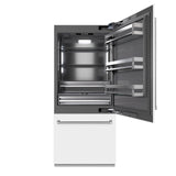 ZLINE 36 in. 19.8 cu. ft. Built-In Bottom Freezer Refrigerator with Water Dispenser and Ice Maker in White Matte with Graphite Gray Interior (GRBIT-WM-36)