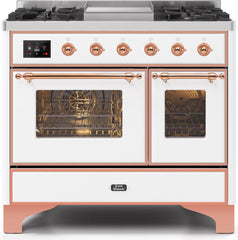 Majestic II 40 Inch Dual Fuel Natural Gas Freestanding Range in White with Copper Trim