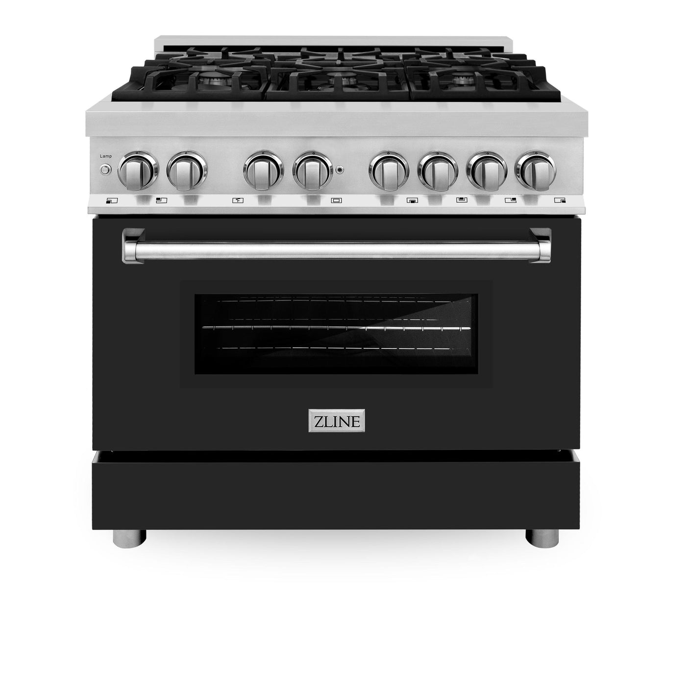 ZLINE 36 in. Dual Fuel Range with Gas Stove and Electric Oven in Stainless Steel (RA36) [Color: Blue Gloss]