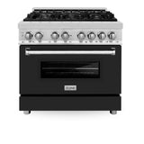 ZLINE 36 in. Dual Fuel Range with Gas Stove and Electric Oven in Stainless Steel (RA36) [Color: Black Matte]