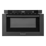 ZLINE 24" 1.2 cu. ft. Built-in Microwave Drawer with a Traditional Handle in Black Stainless Steel (MWD-1-BS-H)