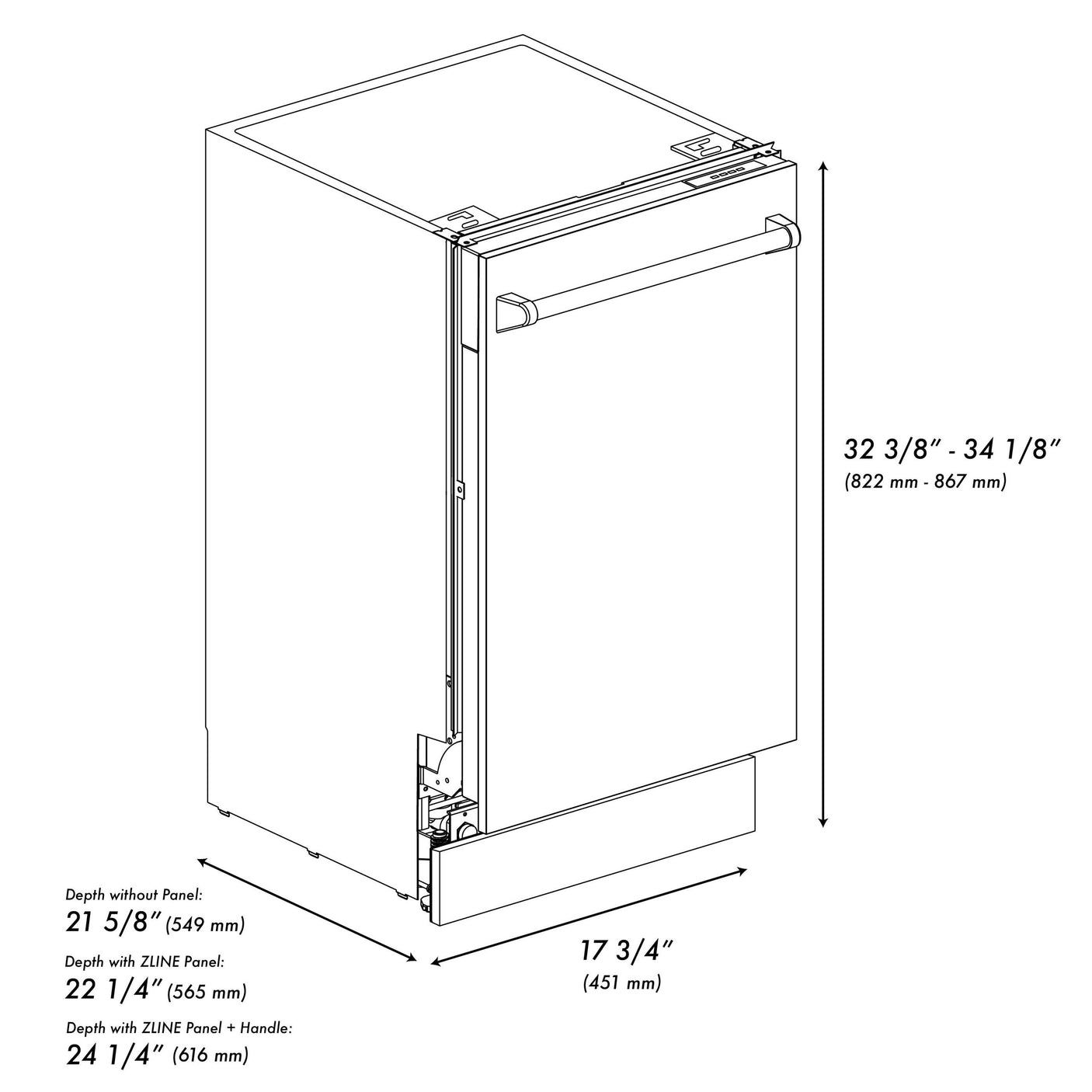 ZLINE 18" Tallac Series 3rd Rack Top Control Dishwasher with Traditional Handle, 51dBa [Color: Unfinished Wood]