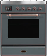 Majestic II 30 Inch Dual Fuel Natural Gas Freestanding Range in Blue Grey with Bronze Trim