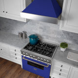 ZLINE Ducted DuraSnow Stainless Steel Range Hood with Blue Matte Shell (8654BM)