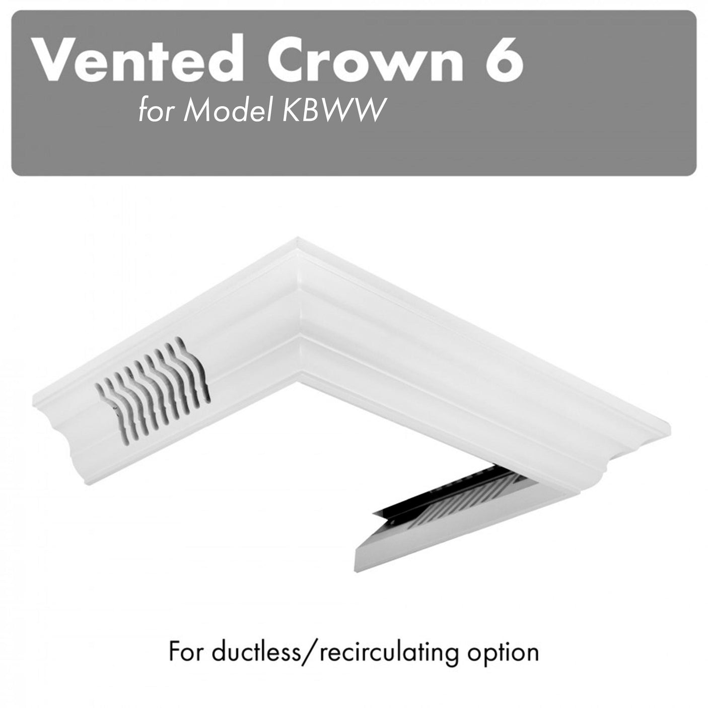 ZLINE Vented Crown Molding Profile 6 for Bright White Wall Mount Range Hoods (CM6V-KBWW)