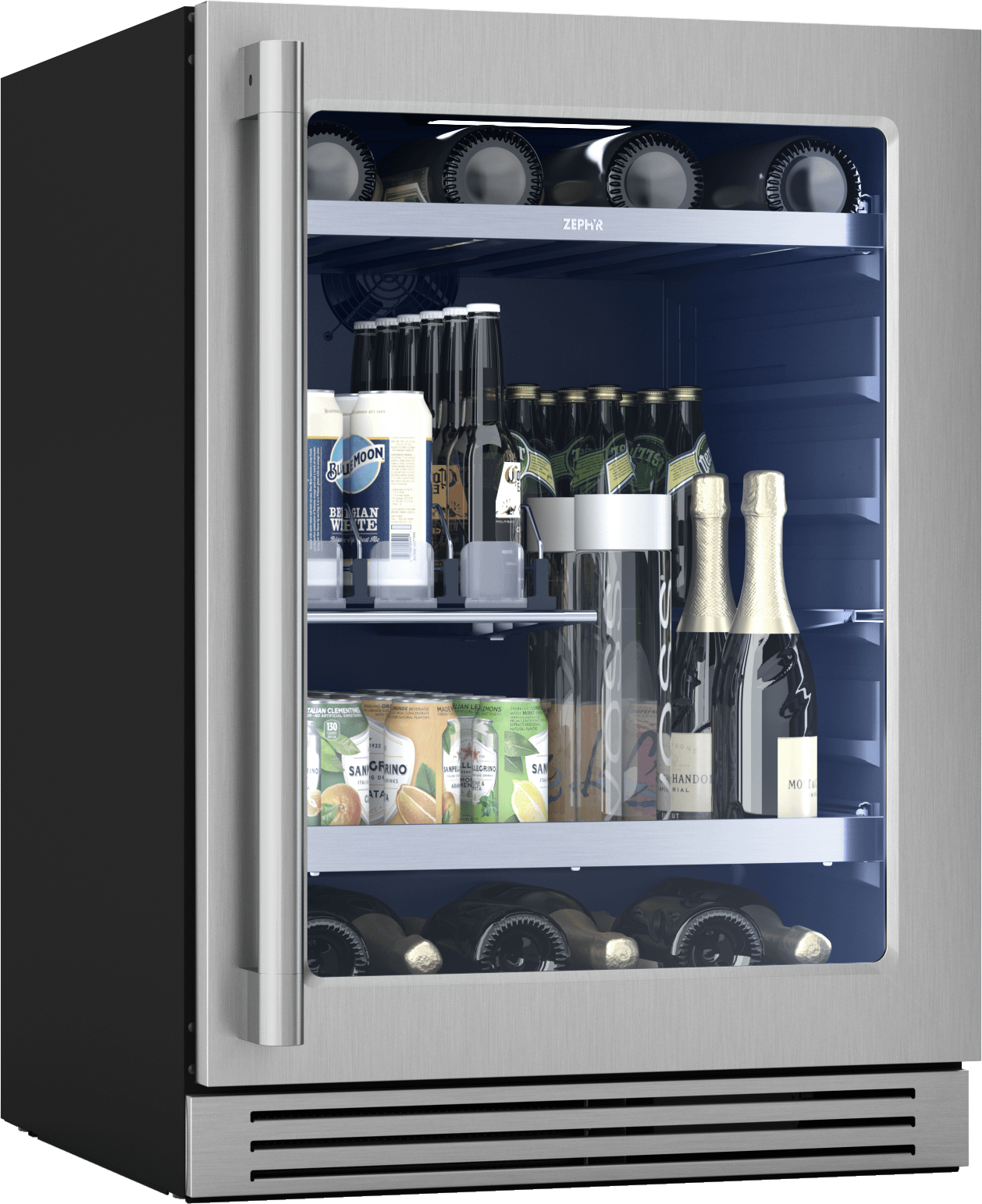 Presrv Pro Beverage Cooler, 24in Under Cabinet, SS+Glass, Reverse Door, 1 Zone