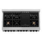 ZLINE Autograph Edition 48" 6.0 cu. ft. Range with Gas Stove and Gas Oven in Stainless Steel with White Matte Door with Accents (RGZ-WM-48) [Color: Gold]