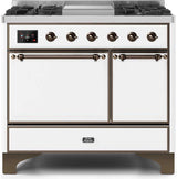 Majestic II 40 Inch Dual Fuel Liquid Propane Freestanding Range in White with Bronze Trim