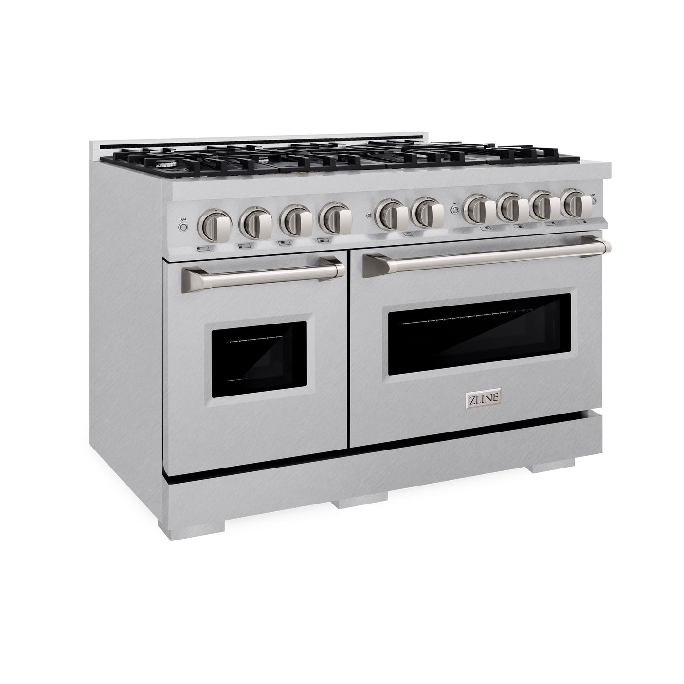 ZLINE 48 in. 6.7 cu. ft. Classic Double Oven Dual Fuel Range with 8 Burner Gas Cooktop in DuraSnow' Stainless Steel (CDRS-48)