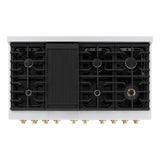 ZLINE Autograph Edition 48 in. 6.7 cu. ft. 8 Burner Double Oven Gas Range in Stainless Steel and Champagne Bronze Accents (SGRZ-48-CB)